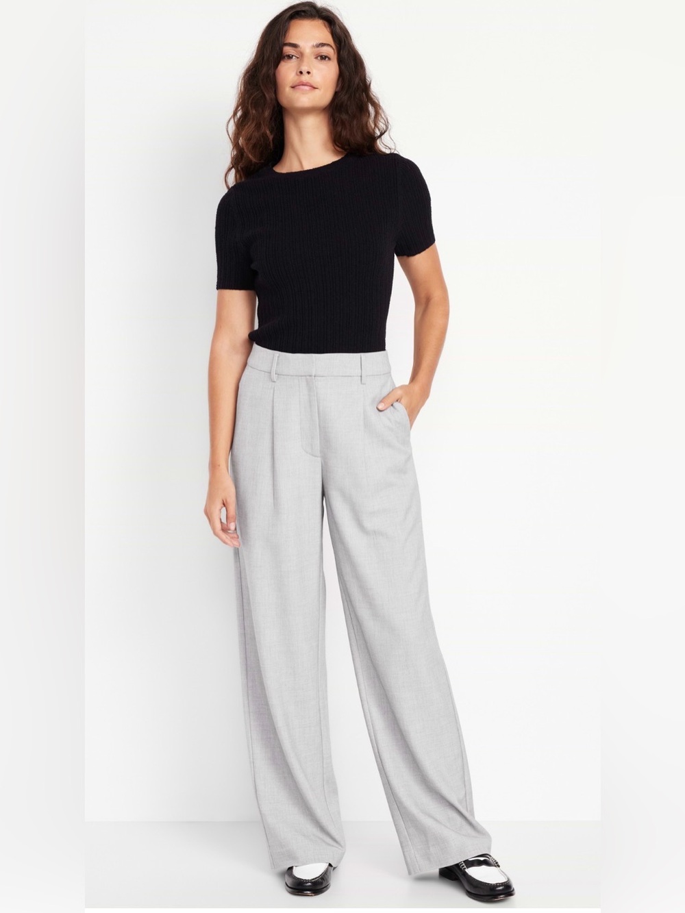 Old Navy Taylor Light Gray Wide-Leg Trousers- Like New